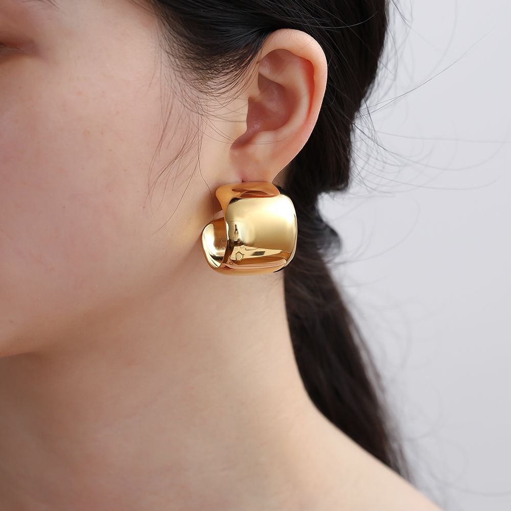 Náušnice chunky hoops 24mm, pozlacené