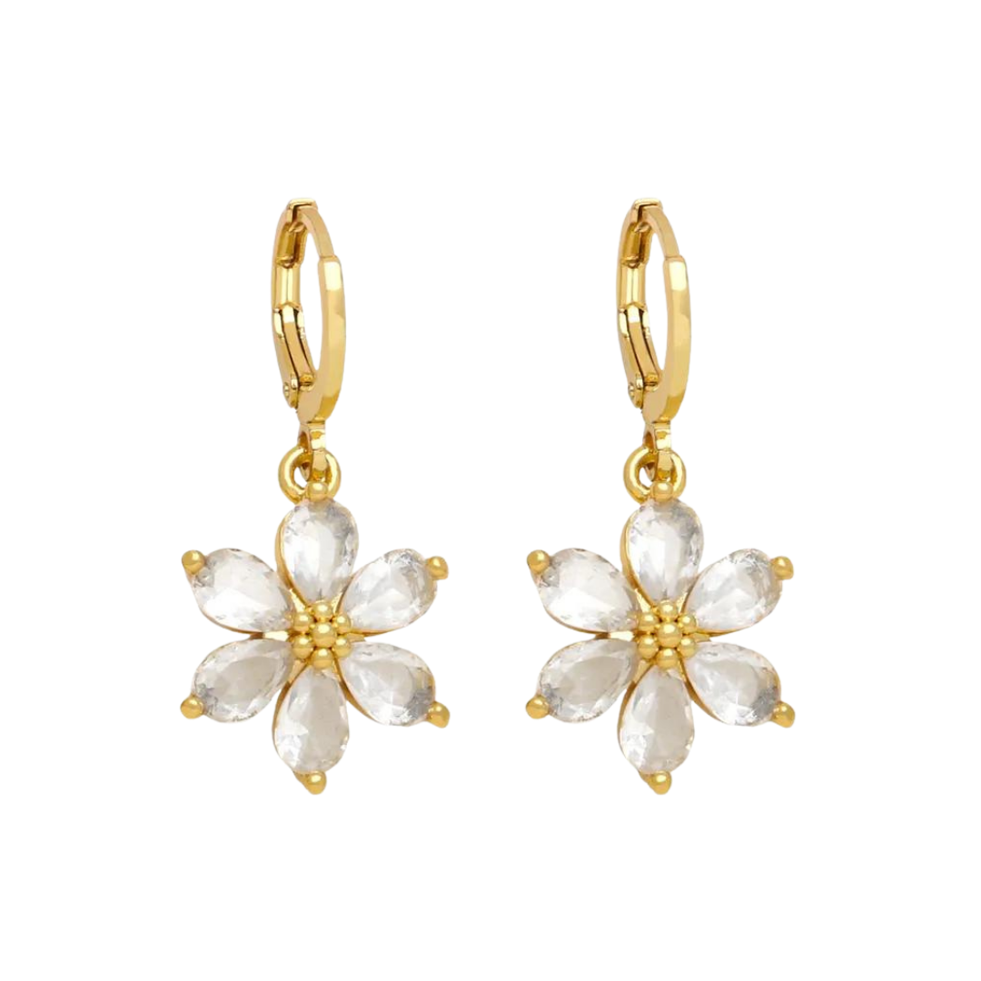Náušnice Blossom Joy crystal, pozlacené