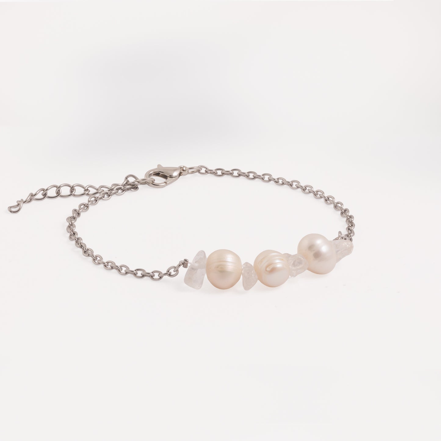 Náramek Vnitřní světlo - křišťál a říční perly
