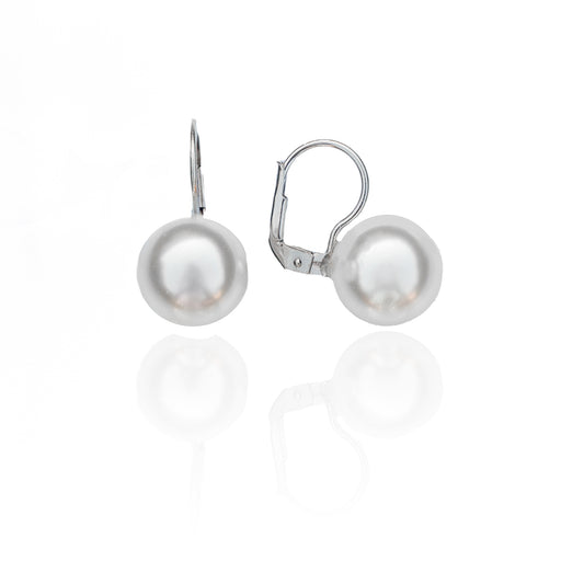 Stříbrné náušnice s perlou Swarovski – Pure Elegance