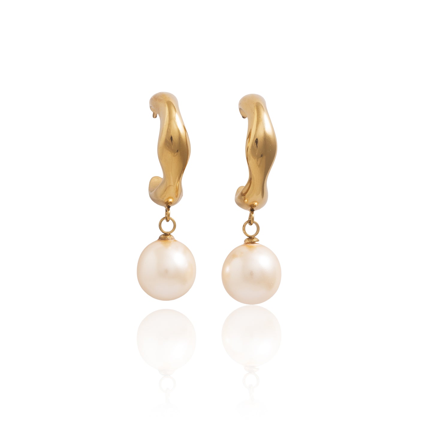 Náušnice s perlí Ocean Whisper - světle krémová