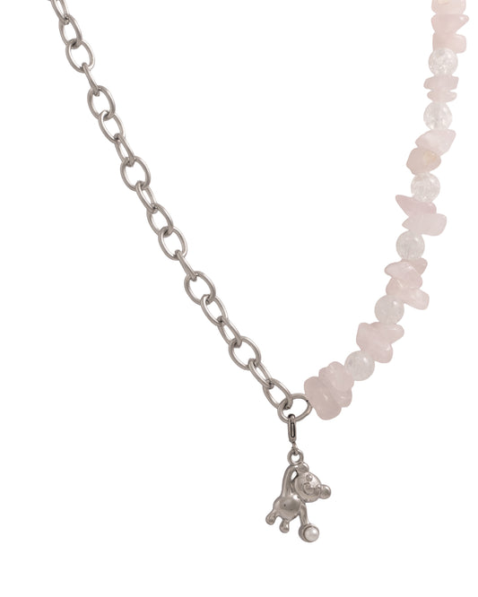Náhrdelník Sweet Guardian - růženín a pukaný křišťál