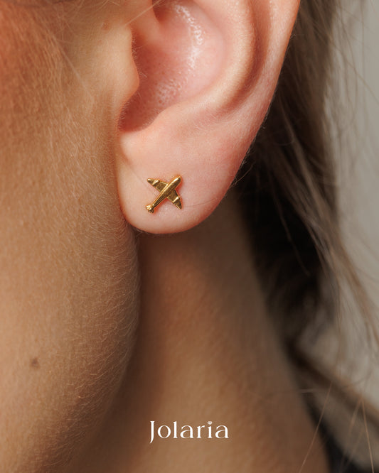 Náušnice letadýlka Sky high, pozlacené