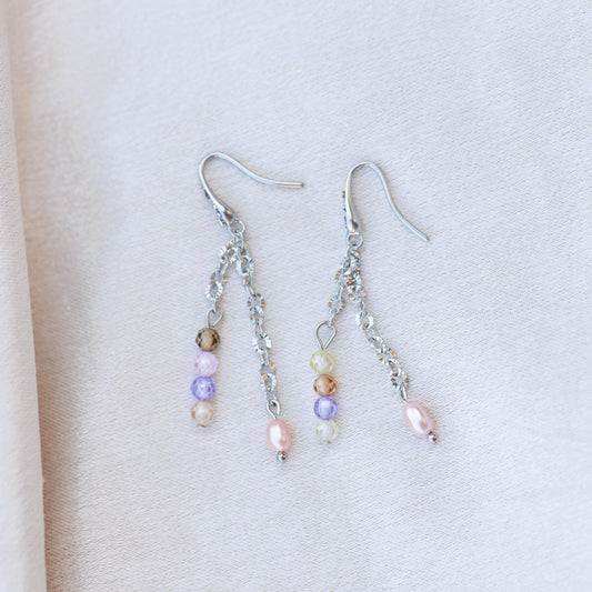 Náušnice s říční perlou a zirkoniemi | Pastel Drops