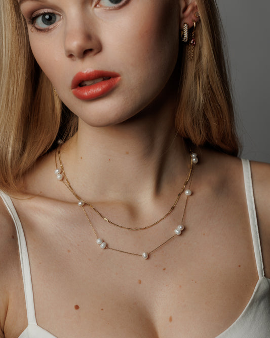 Vrstvený náhrdelník Golden Layers of Pearl