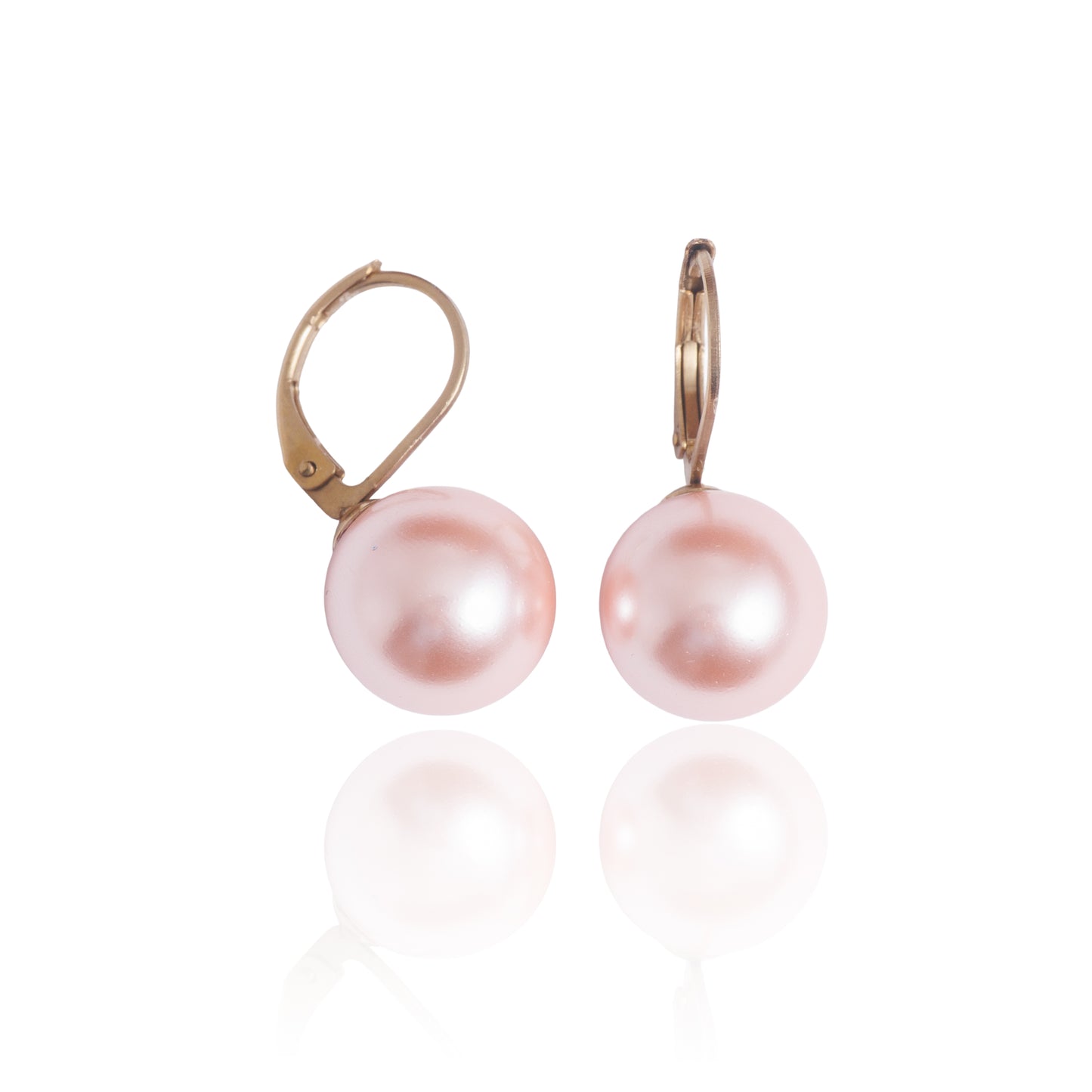 Pozlacené náušnice Blush Mood - růžová perle 12mm