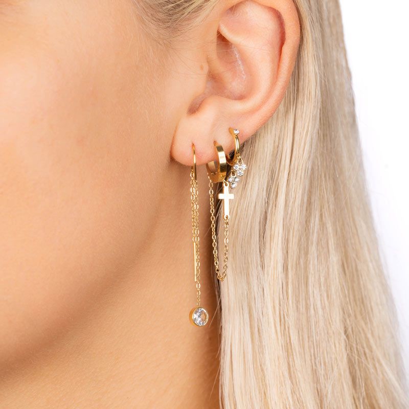 Pozlacené provlékací náušnice Crystal flow