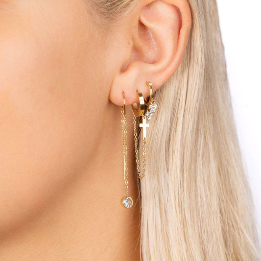 Pozlacené provlékací náušnice Crystal flow