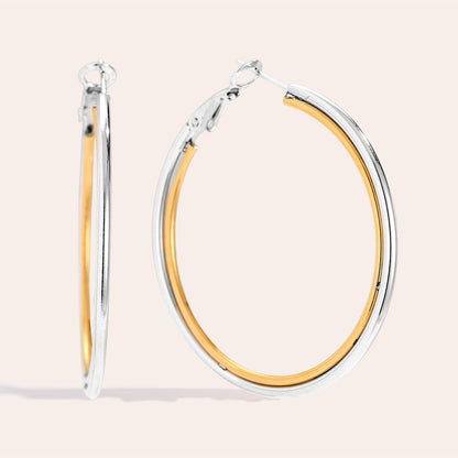 Dvoubarevné kruhové náušnice Glow loop 45 mm, pozlacené