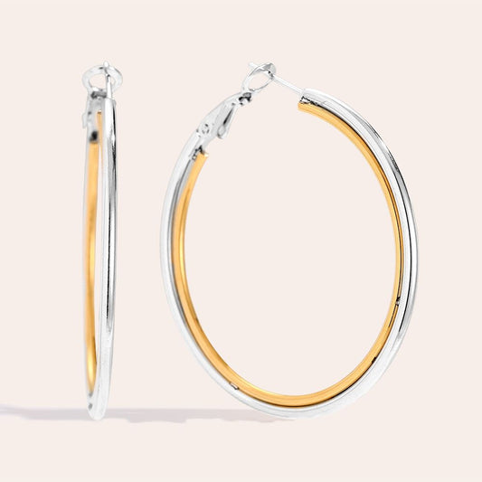 Dvoubarevné kruhové náušnice Glow loop 45 mm, pozlacené