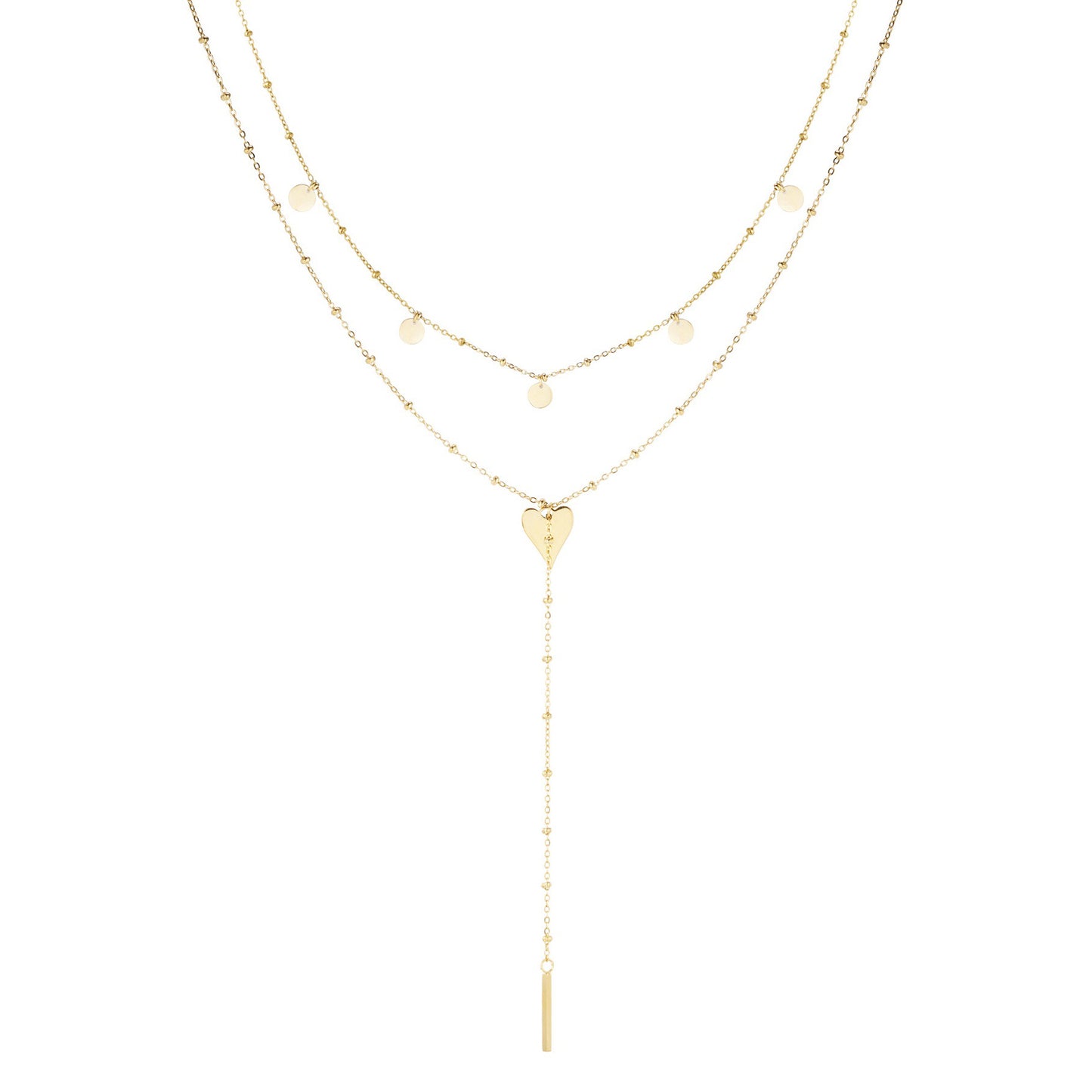 Náhrdelník Love Cascade – vrstvený náhrdelník se srdcem z chirurgické oceli