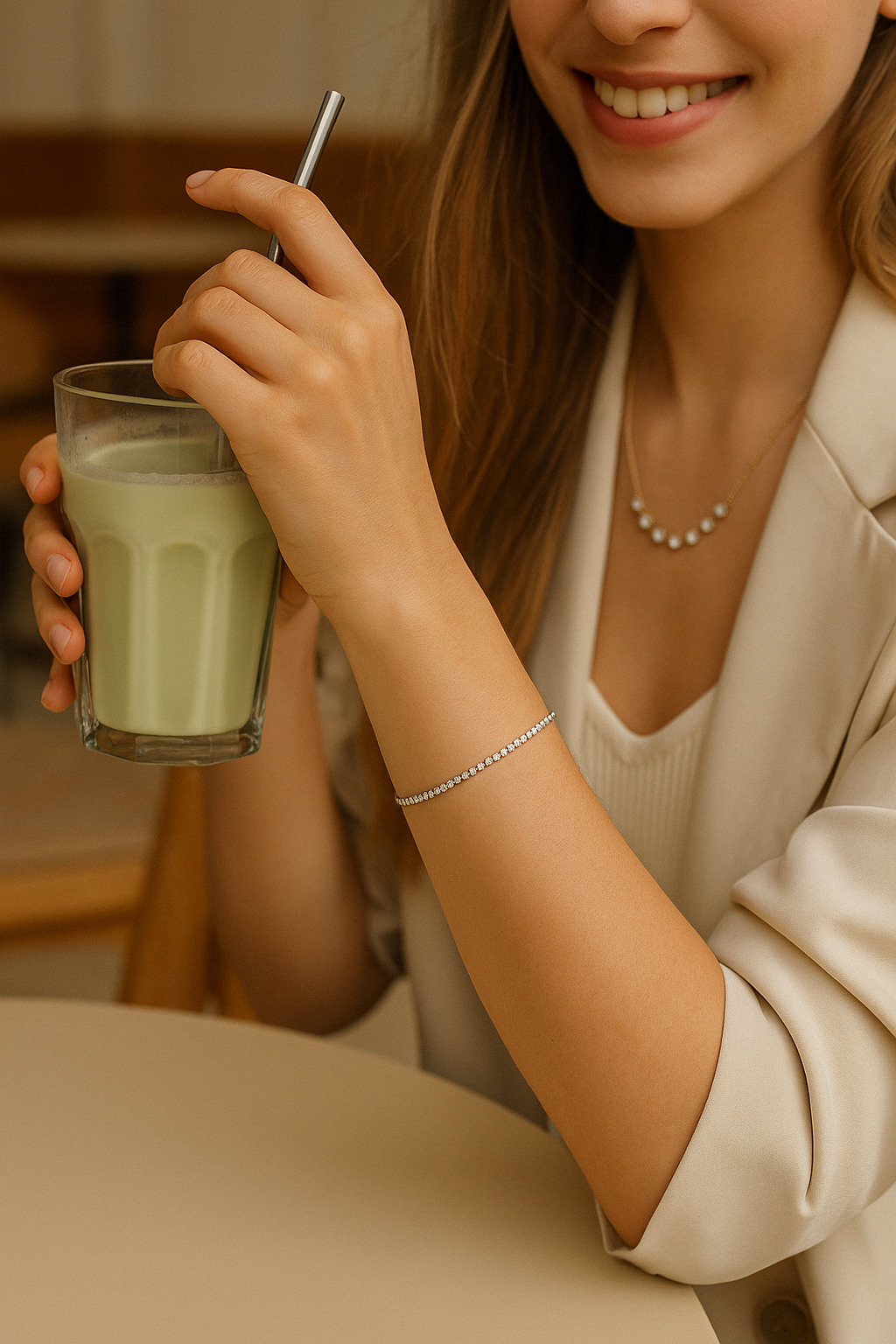 Tenisový náramek Crystal Glow, pozlacený