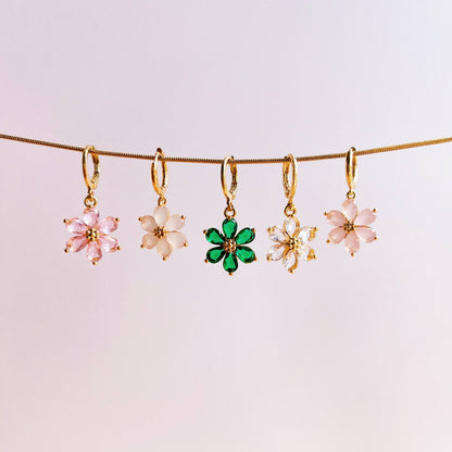 Náušnice Blossom Joy crystal, pozlacené