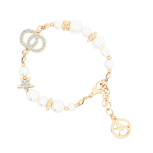 Náramek s imitací perel a třpytivými detaily – Golden Charm
