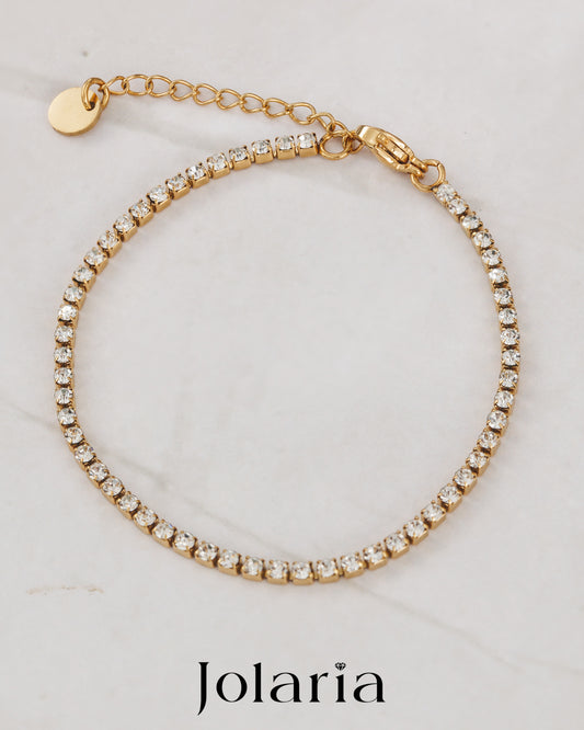 Tenisový náramek Crystal Glow, pozlacený