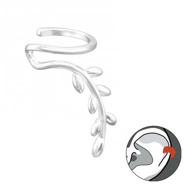 Stříbrný Ear cuff leaf flow