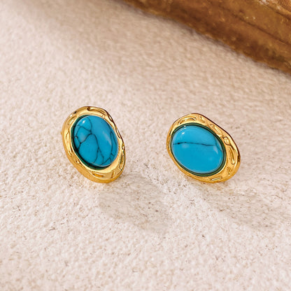 Blue chic – pozlacené náušnice s tyrkysovým kamenem