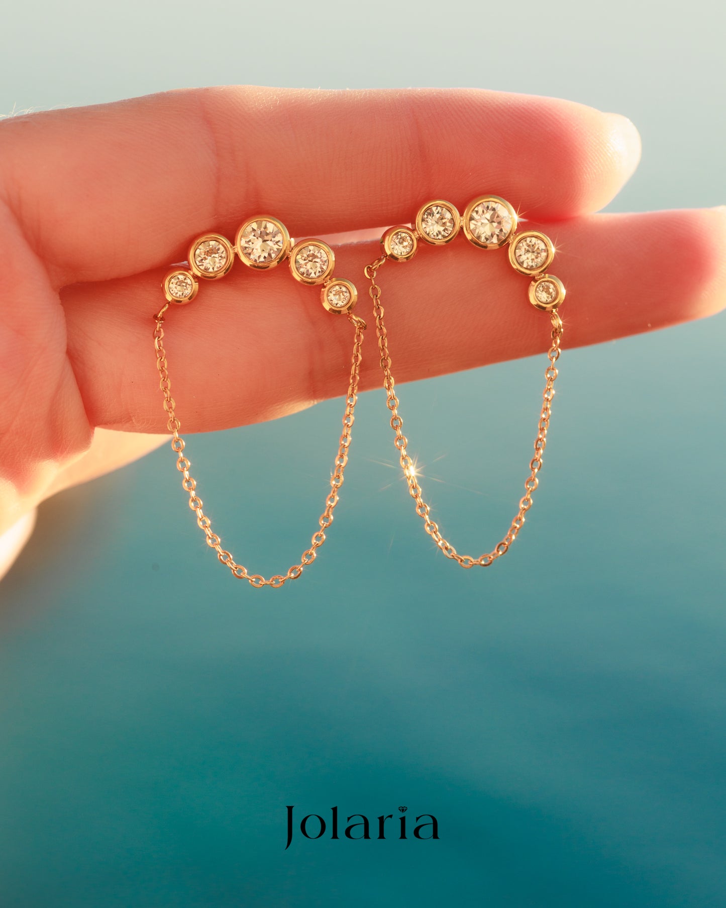 Pozlacené náušnice Moonlight Chain