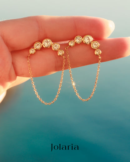 Pozlacené náušnice Moonlight Chain