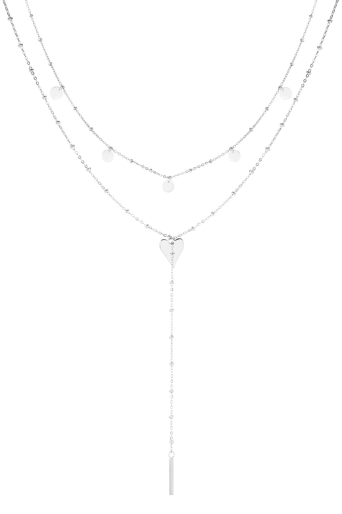 Náhrdelník Love Cascade – vrstvený náhrdelník se srdcem z chirurgické oceli