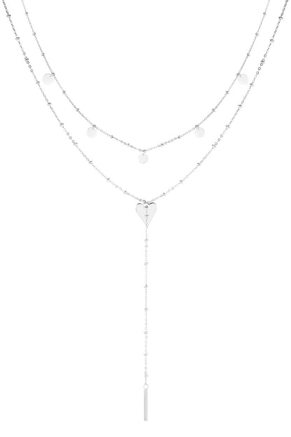 Náhrdelník Love Cascade – vrstvený náhrdelník se srdcem z chirurgické oceli