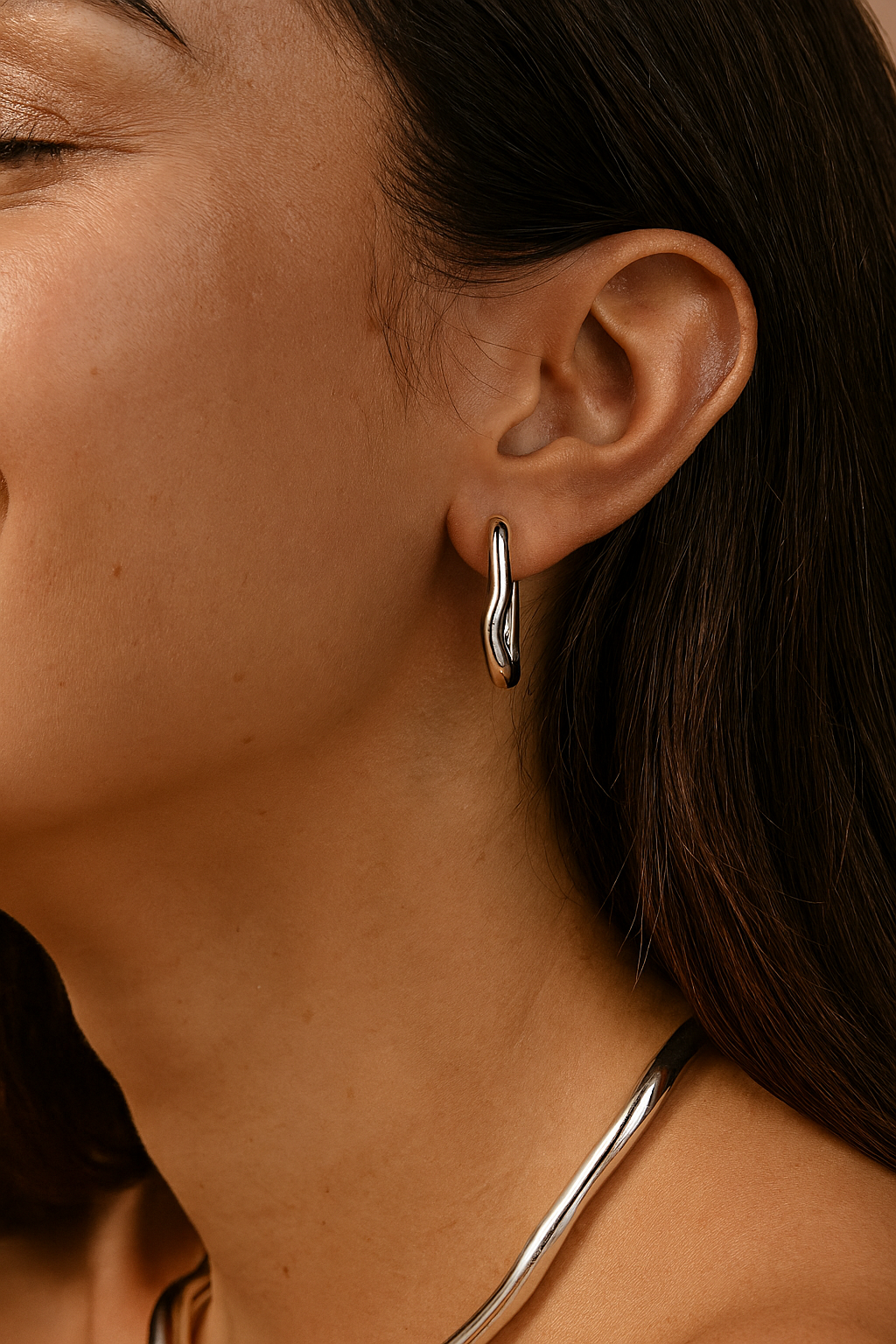 Náušnice s tekutým tvarem Golden melt