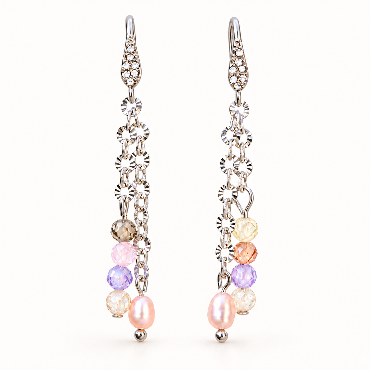 Náušnice s říční perlou a zirkoniemi | Pastel Drops