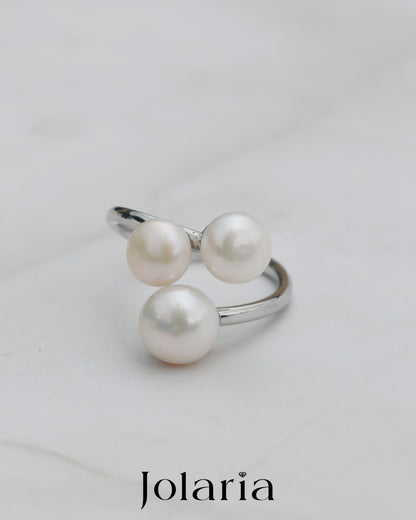 Prsten se sladkovodními perlami Three pearls