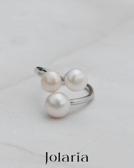 Prsten se sladkovodními perlami Three pearls