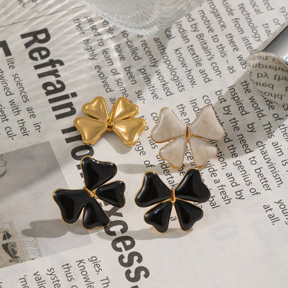 Náušnice černé mašličky Belle bow, pozlacené