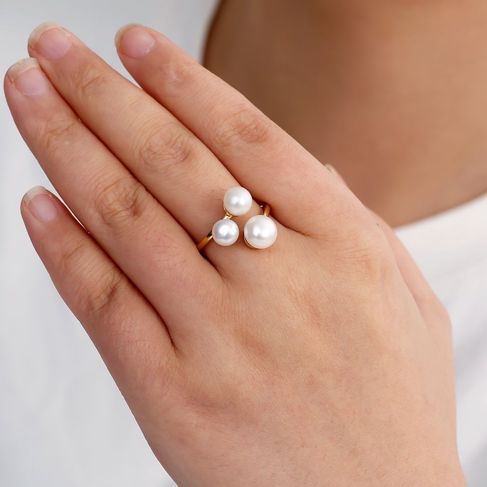 Prsten se sladkovodními perlami Three pearls
