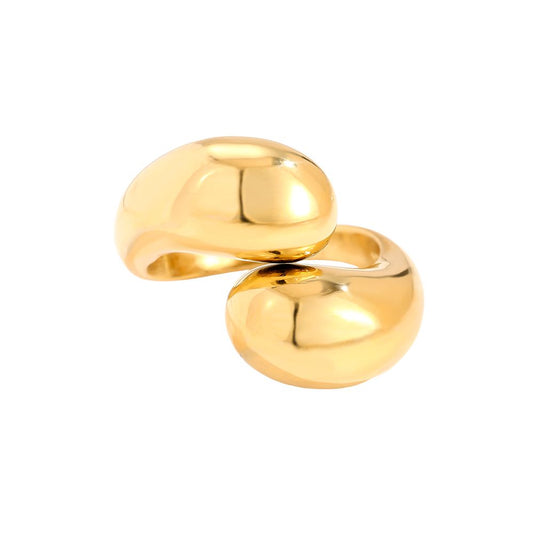 Chunky prsten dvě kapky, pozlacený