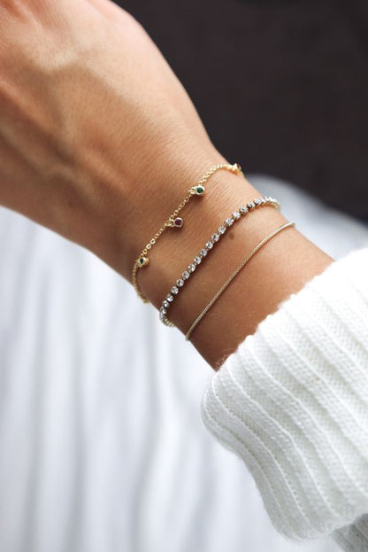 Pozlacený tenisový náramek s krystaly