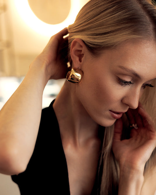 Náušnice chunky hoops 24mm, pozlacené