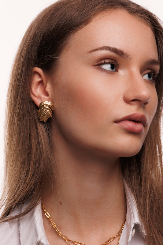 Náušnice s paprsky Sunburst, pozlacené