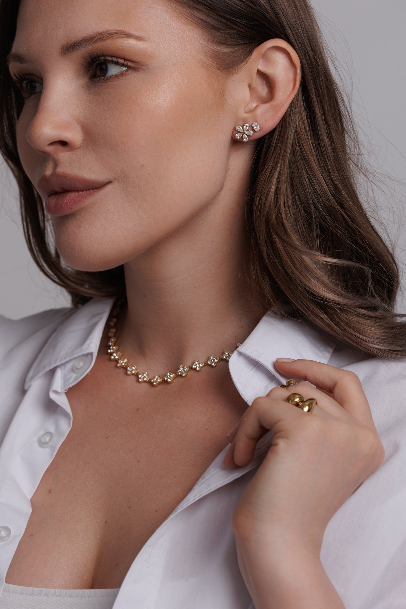 Náušnice ve tvaru květu s krystaly | Crystal Blossom