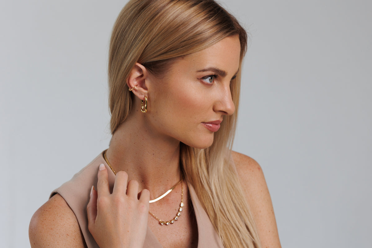Organický ear cuff se zirkonií | Liquid Glow