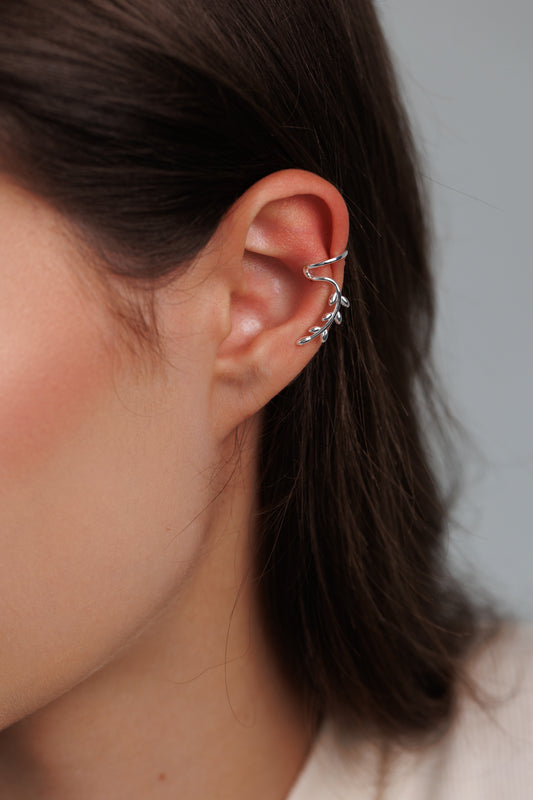 Stříbrný Ear cuff leaf flow