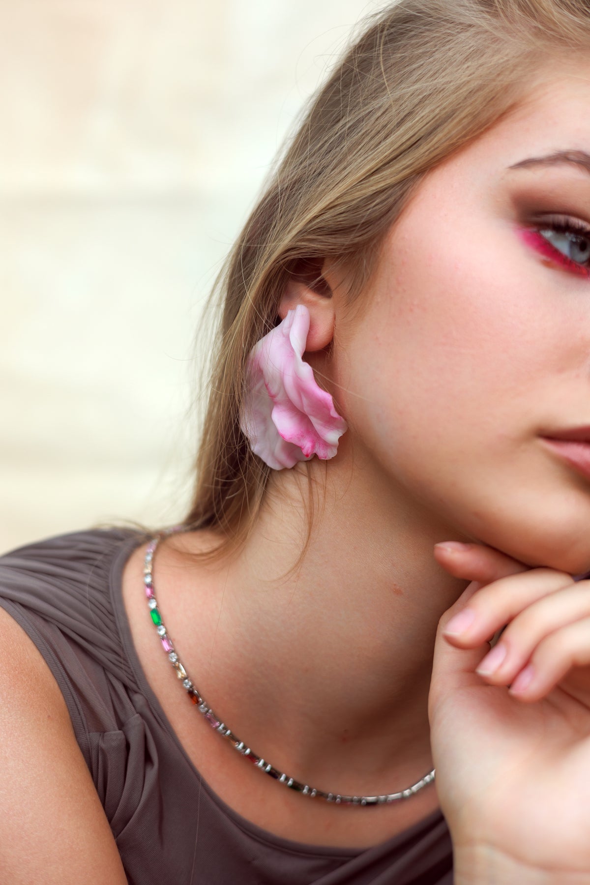Růžové květinové náušnice | Bloom Crush