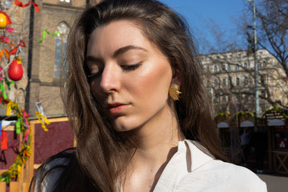 Náušnice s paprsky Sunburst, pozlacené