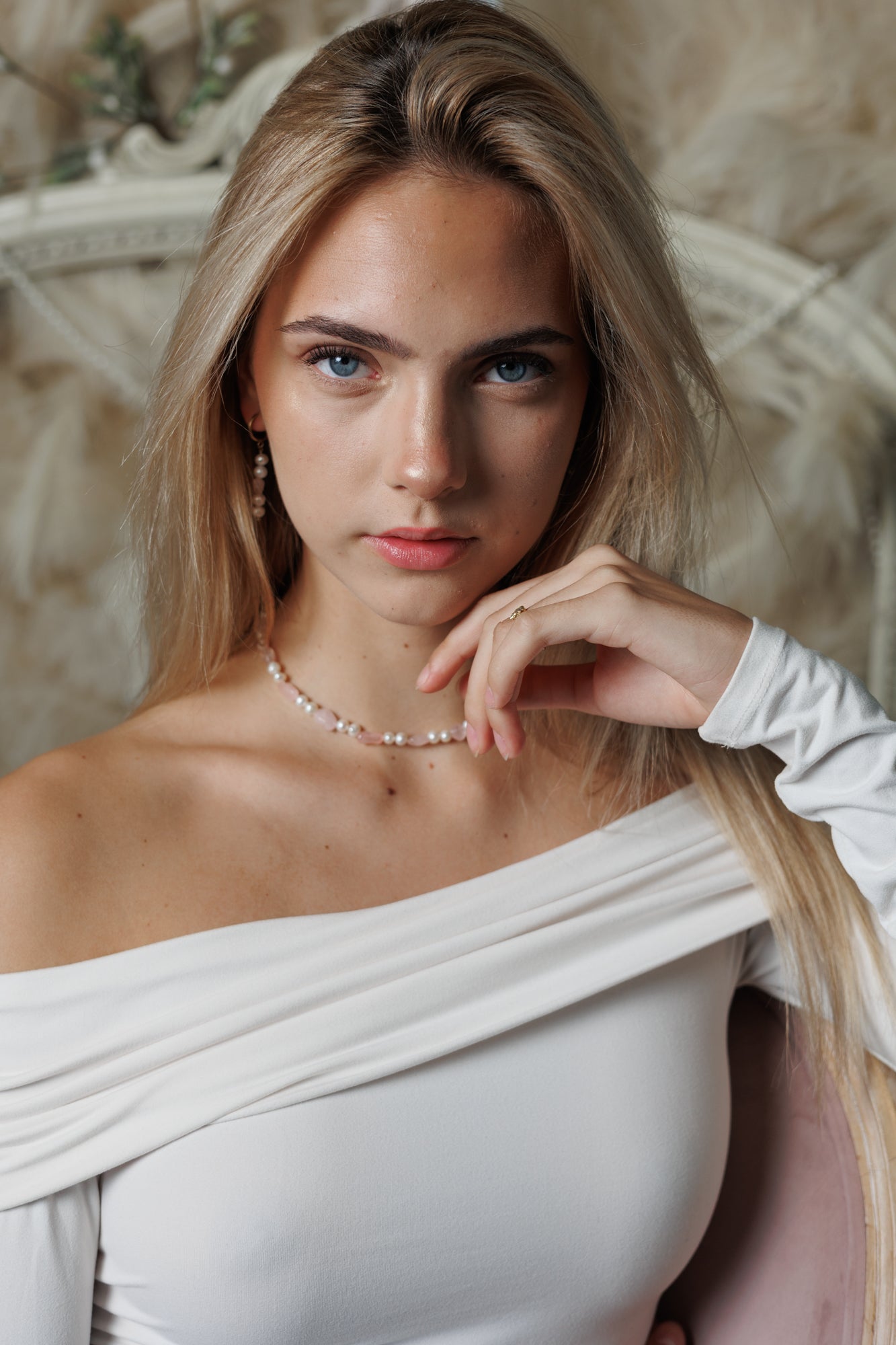 Náušnice Heartlight - říční perly a růženín