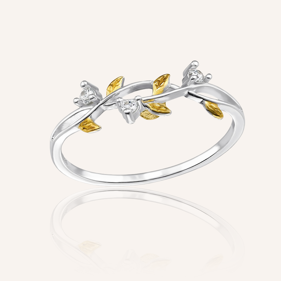 Stříbrný prsten – Golden Ivy Ring