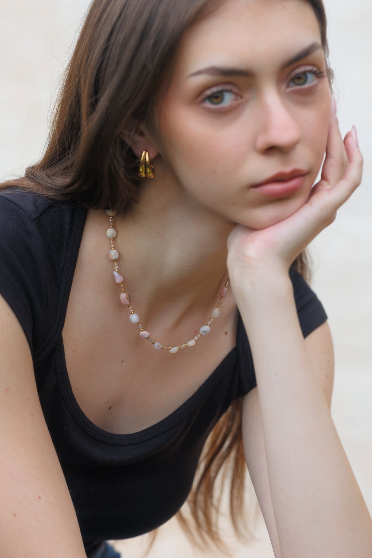 Náhrdelník růžový opál