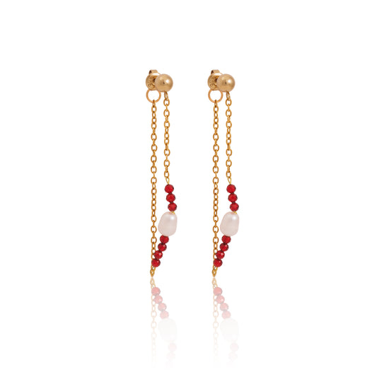 Náušnice s řetízkem a perlou Bold Romance