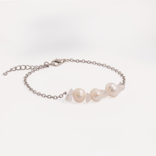 Náramek Vnitřní světlo - křišťál a říční perly