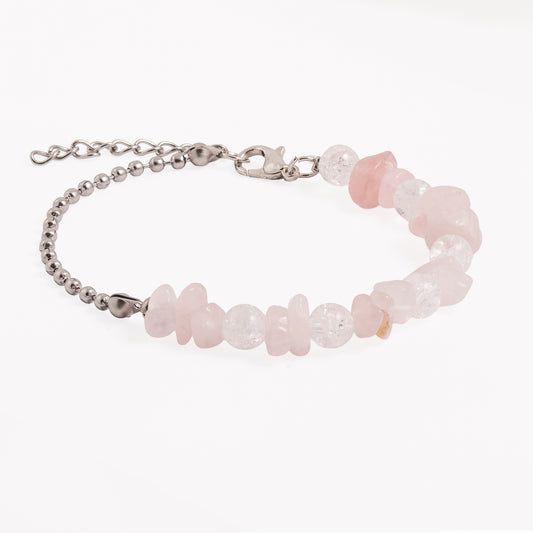 Náramek Heart whisper - růženín a říční perly