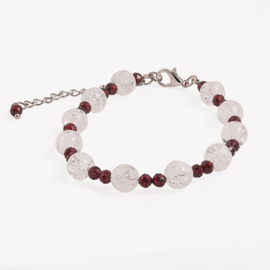 Náramek Inner Fire - pukaný křišťál a granát