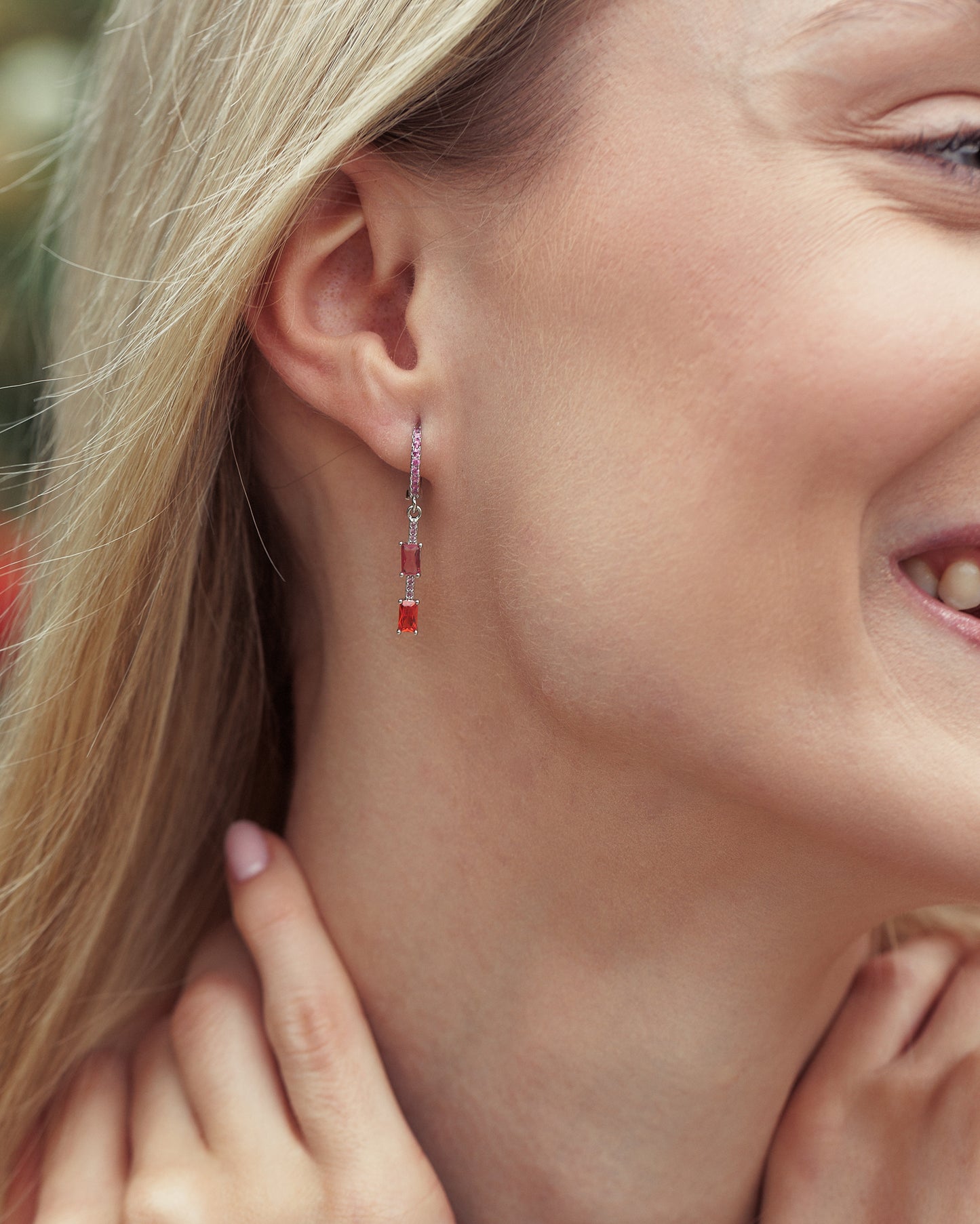 Náušnice Summer sunset, pozlacené bílým zlatem