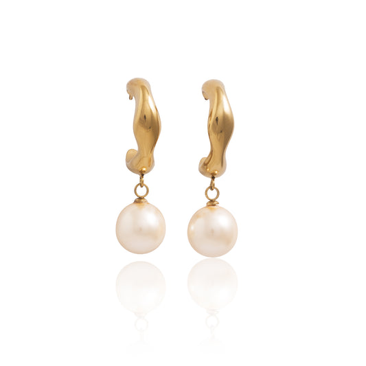 Náušnice s perlí Ocean Whisper - světle krémová