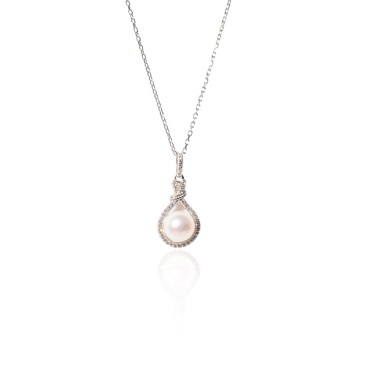 Stříbrný náhrdelník s perlou a zirkony Ethernal grace